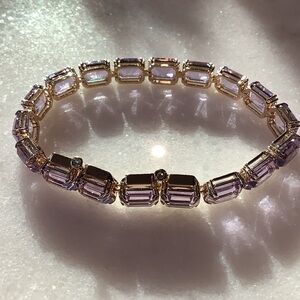 Swarovski Millenia Gold and Lavender Tennis Bracelet, Brand New